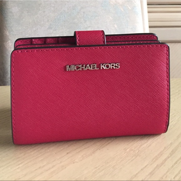 Michael Kors Handbags - Michael Kors Dark Raspberry Leather Bifold Wallet
